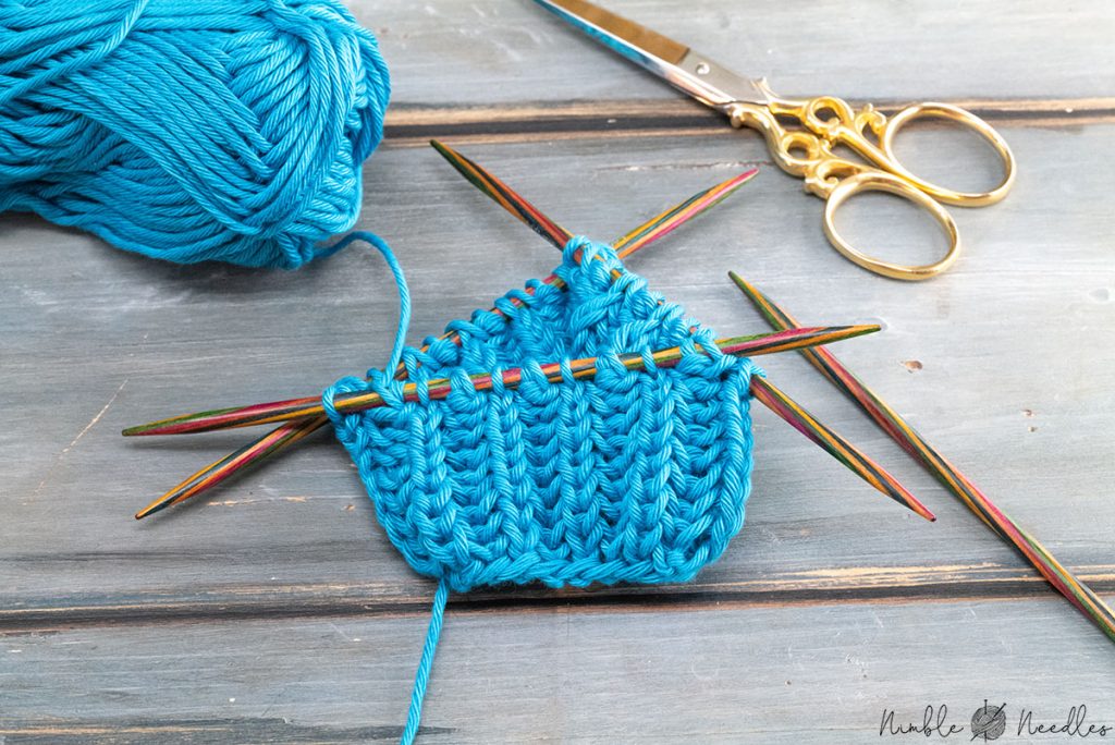 a swatch in brioche stitch knitted in the round