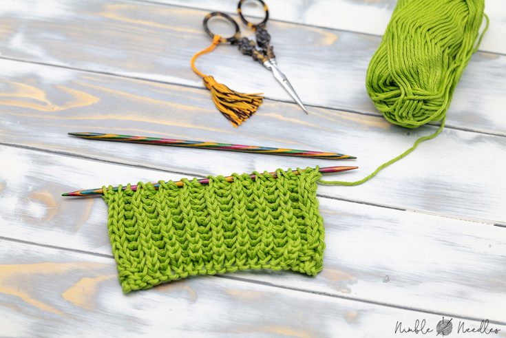 a swatch knit in the brioche stitch pattern