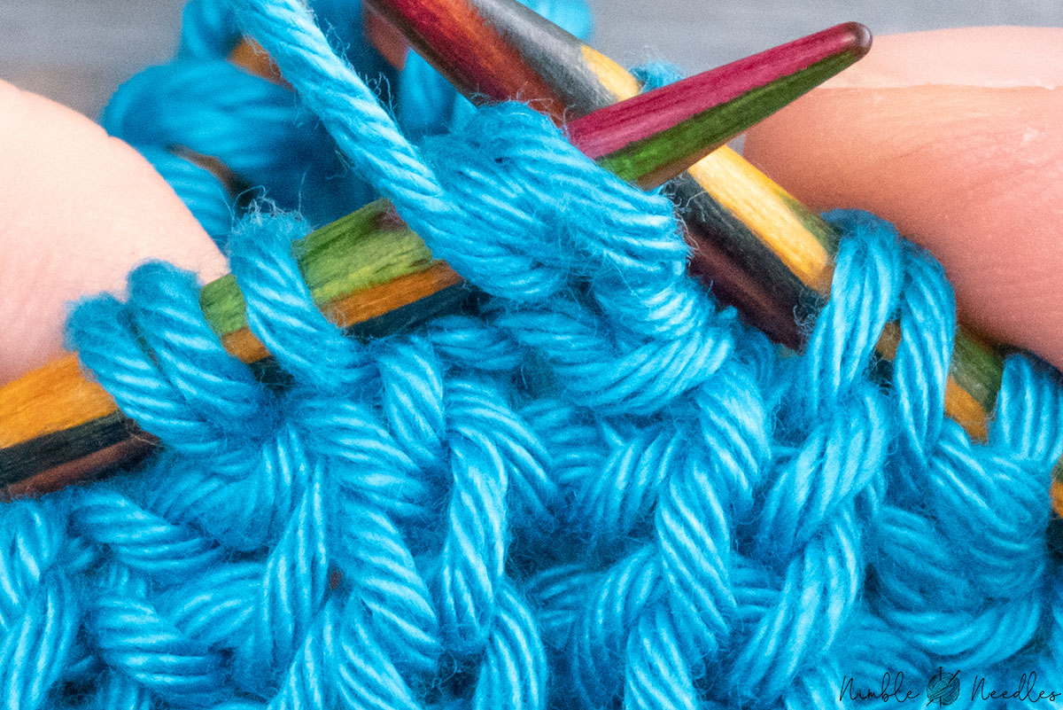 close up of the brp - brioche purl stitch