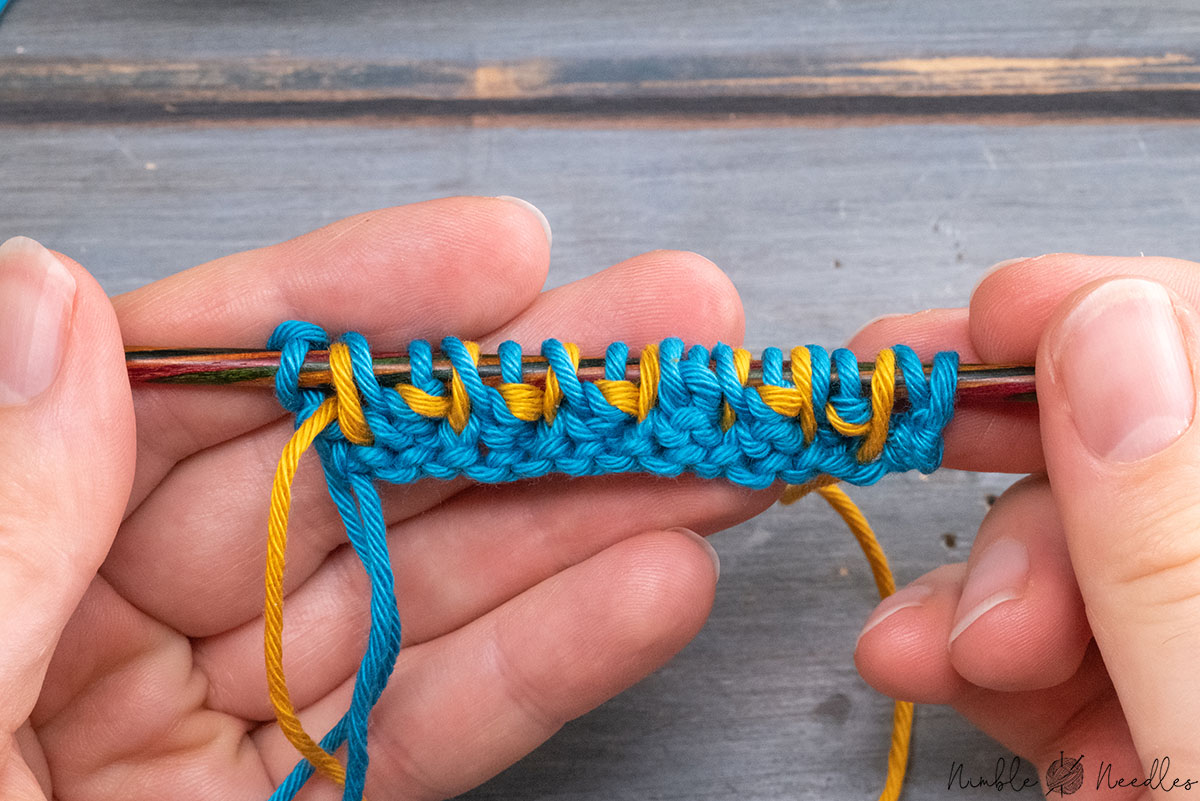 having worked across a row in the main color