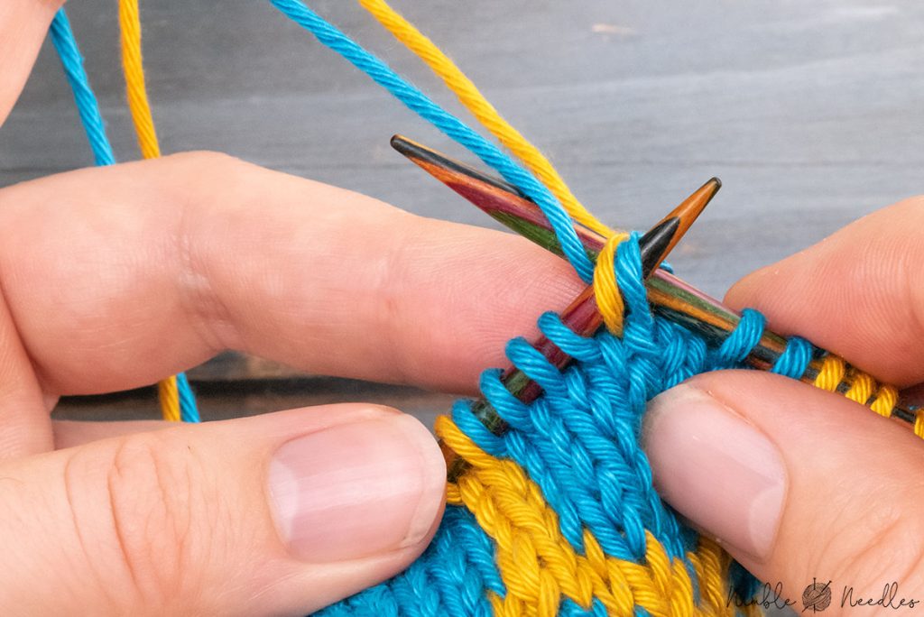 knitting and ssk into the ladder stitch