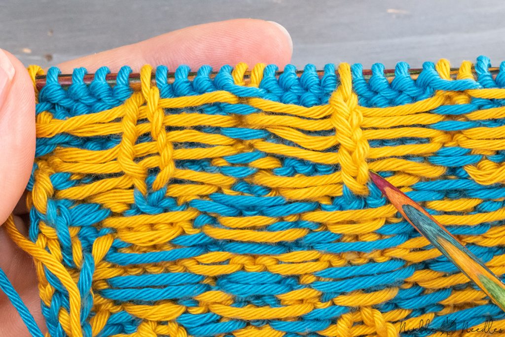 back side of a swatch using the twisted ladder back jacquard