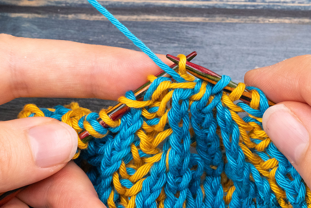 slipping one with yarn in front before continuing to work in pattern
