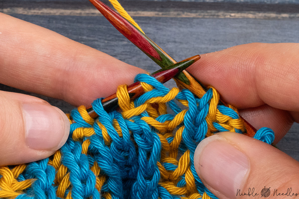 stopping right before two stitches in the background color
