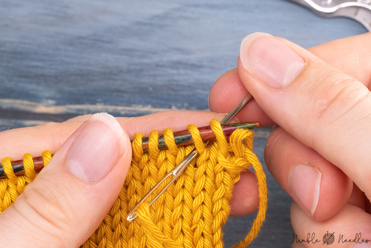 going into the new second stitch on the needle knitwise