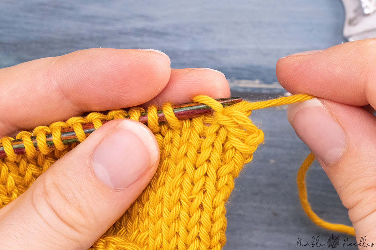 dropping the stitch off the needle and pulling tight