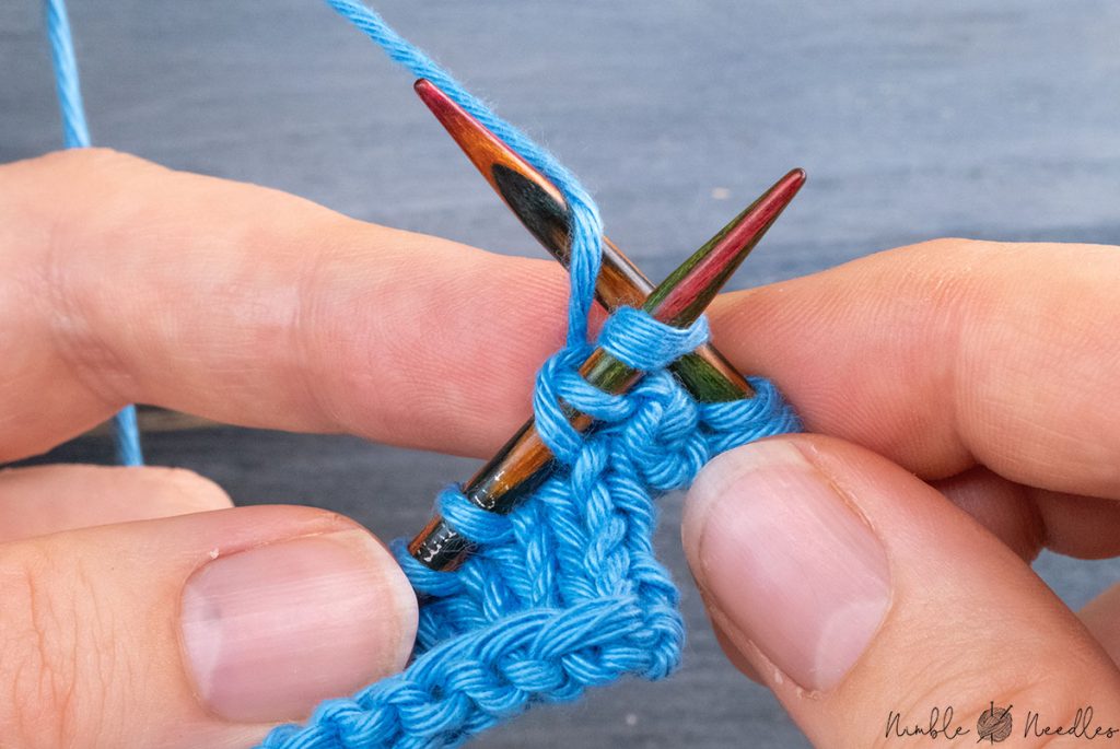knitting into the first stitch on the left needle as normal