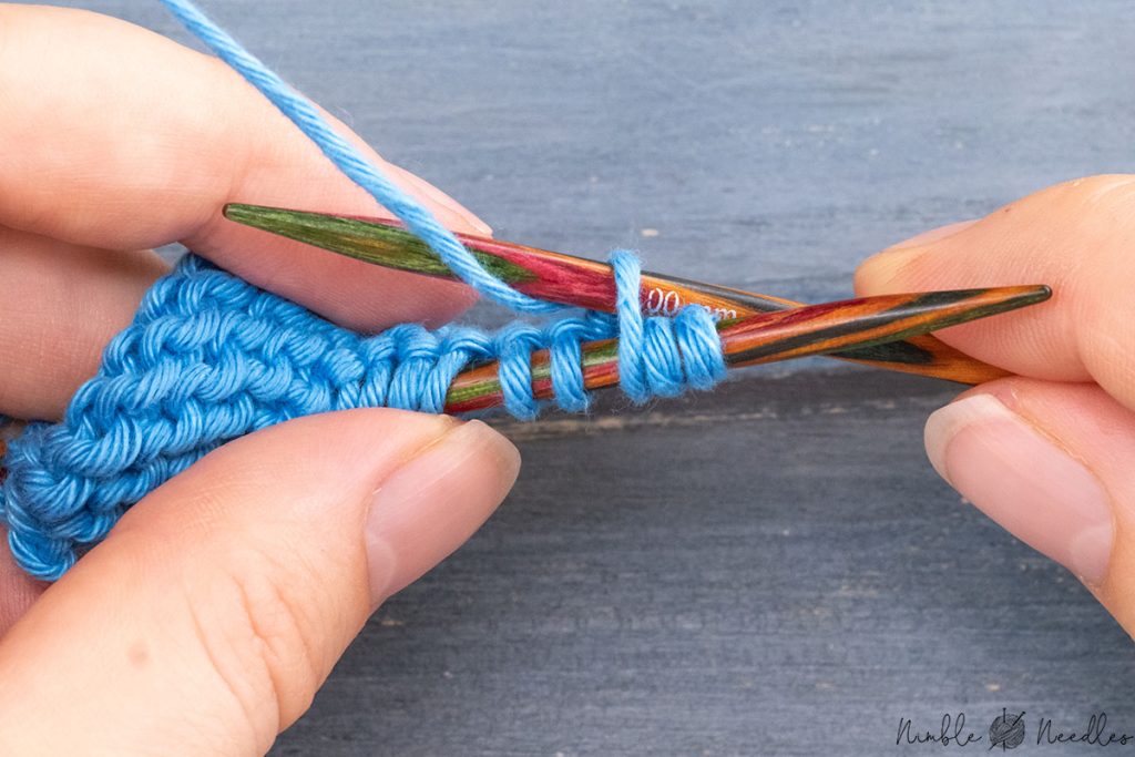 knitting intot he third stitch on the left needle from behind