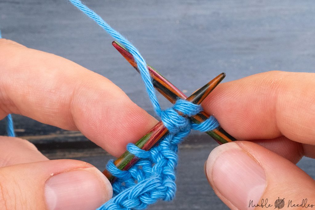 knitting into the first stitch on the left needle