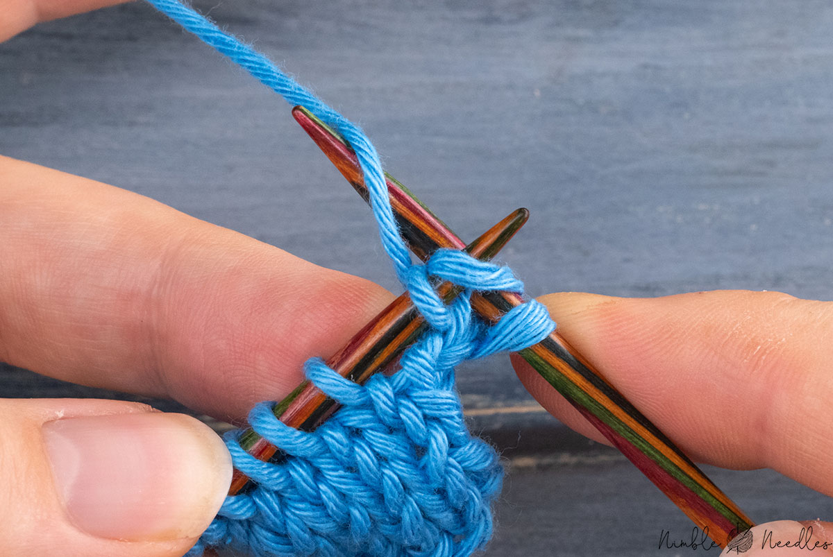 knitting into the first stitch on the left needle as normal