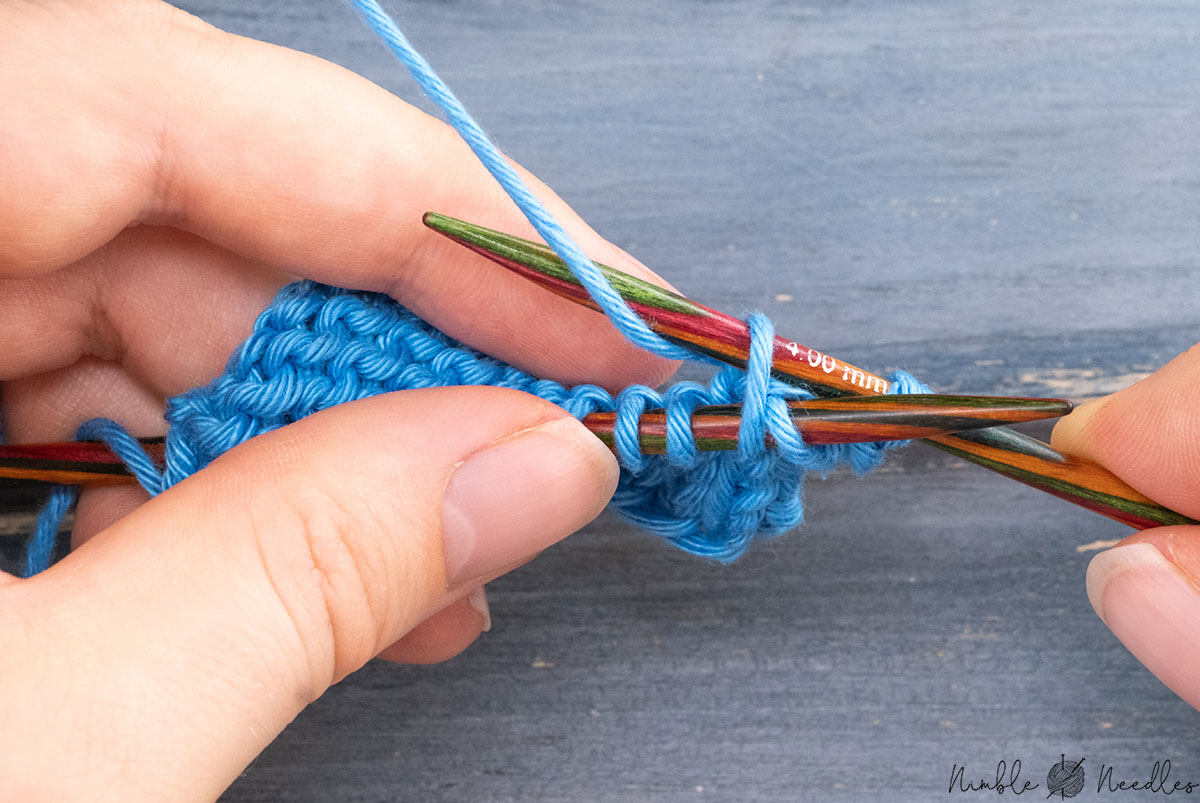knitting into the second stitch on the left needle from behind