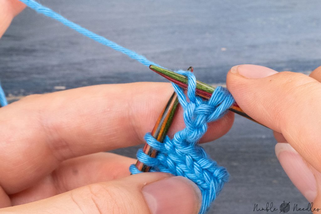 dropping the remaining of the loops off the left needle