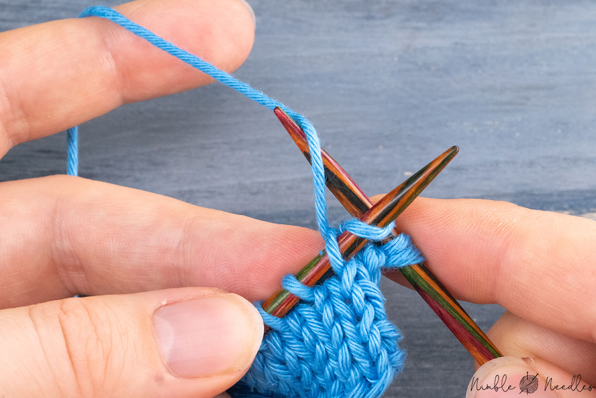knitting into the first stitch on the left needle as normal