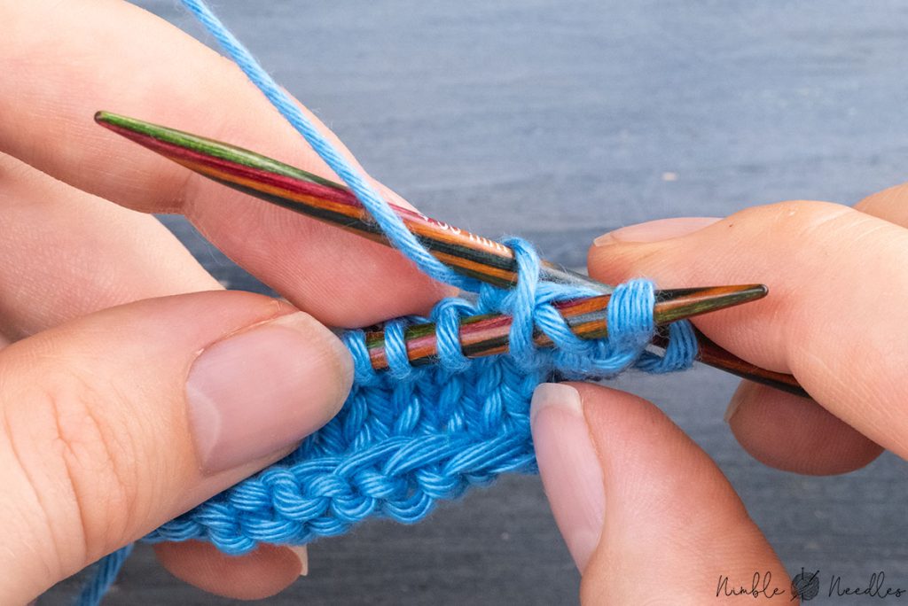 knitting into the third stitch on the left needle from behind