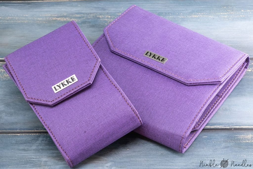 the two pouch sizes available for the lykke flight knitting needle sets