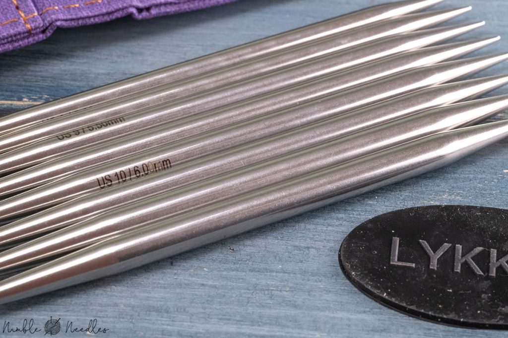 close-up of the stainless steel used for the lykke flight knitting needles