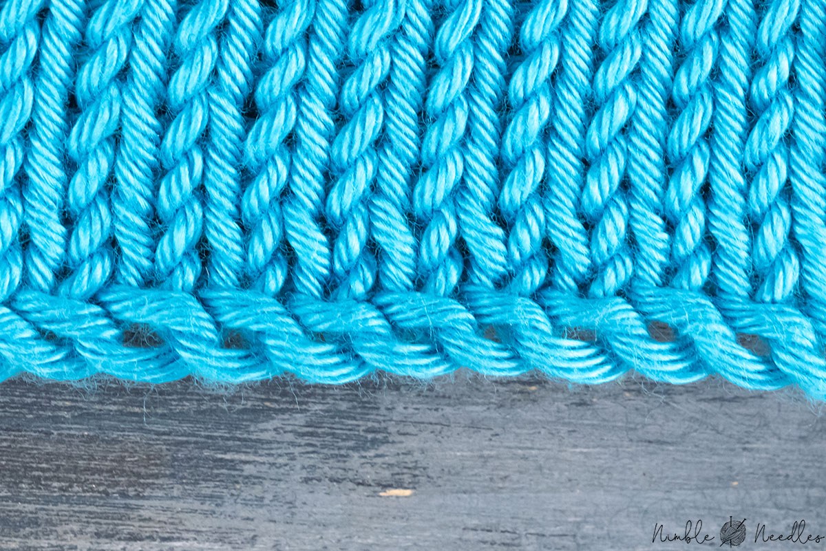 super close-up of the double loop cast-on