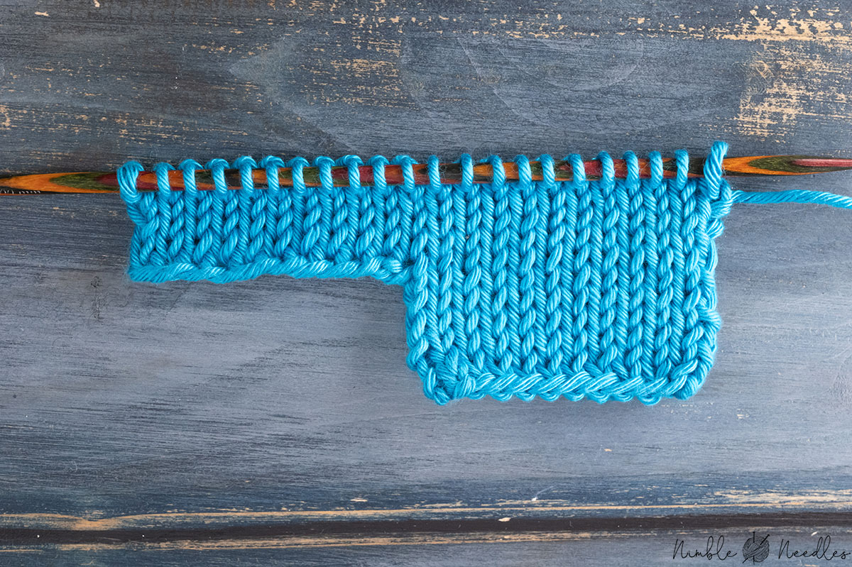 swatch with a knitted cast-on used mid-project